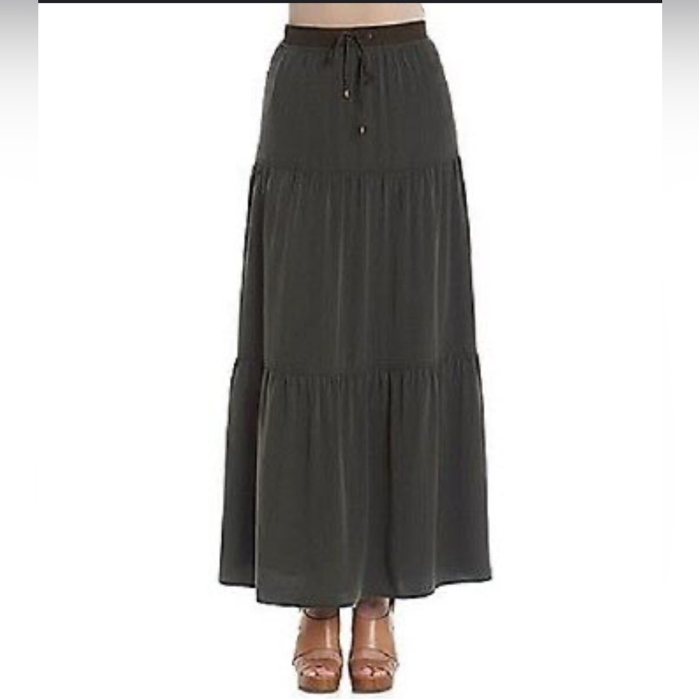 NWT-JONES NY- tiered denim maxi skirt with elastic drawstring waist size S - Picture 4 of 9